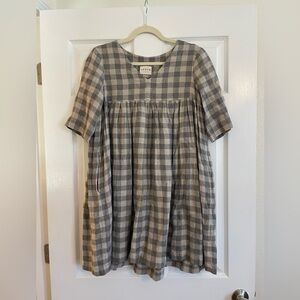 Off/on Linen Gingham Dress